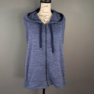 Athleta Women's Blue Full Zip Split Back Hooded Blissful Balance Vest Size Large